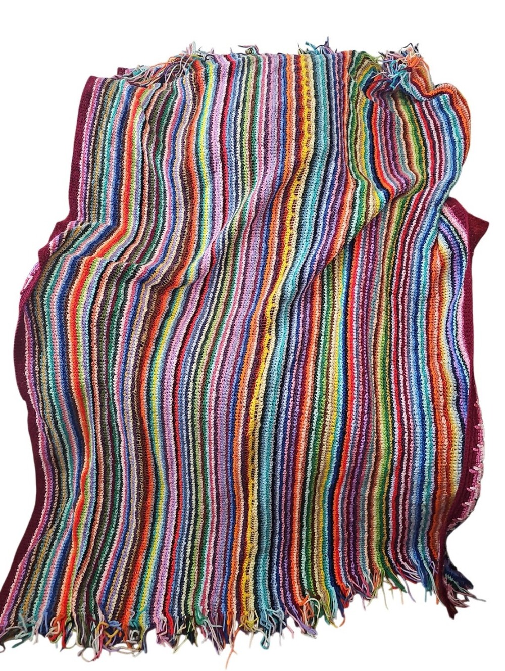 Multicolor Striped Crochet Blanket